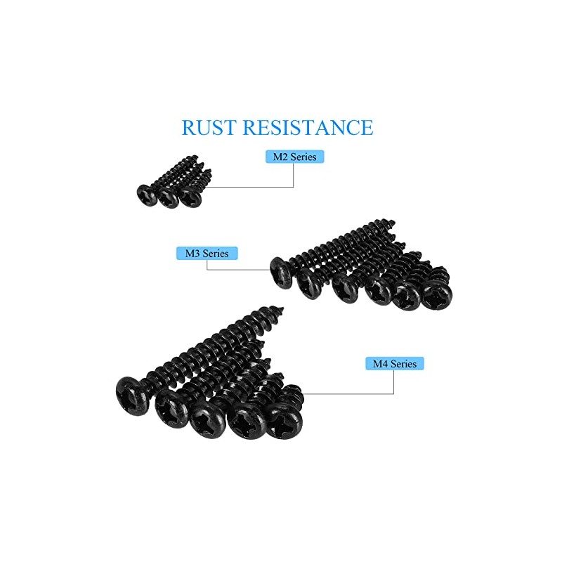 625pcs M2 M3 M4 Phillips Pan Head Self-Tapping Wood Screws,14