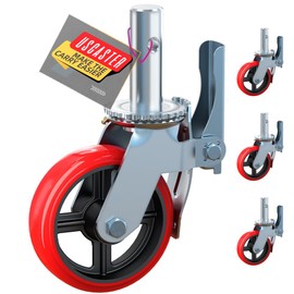 USCaster 6inch Scaffolding Wheels Set of 4 -Heavy Duty Locking Casters 2200LBS Capacity, Locking Stem Casters with Brake,Replacement for Scaffold, Shelves, and Workbench