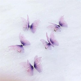 DANRENPANG 5PCS New Cute Princess Mesh Double-layer Butterfly Lovely Girls Hairpins Children Headwear Hairgrip Hair Clips Hair Accessories (Pastel Violet)