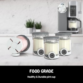 Swirl Pint and Lids Compatible with NC700 Series Ninja Swirl Ice Cream & Soft Serve Makers, BPA-Free & Dishwasher Safe, Grey Lids 4Pack, 16oz Replacement Container XSK7PNTLD2