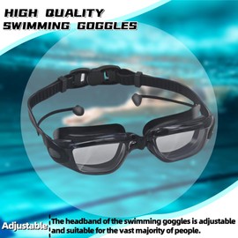 Anti-Fog Schwimmbrille Unisex für Erwachsene, Auslaufsicher & Anti-Beschlag Profi Schwimmbrillen mit Breiten Gläsern, Schwimmende Brillen mit Comfort Ohrstöpsel und Silikon Dichtungen, Schwarze, 1 Stk