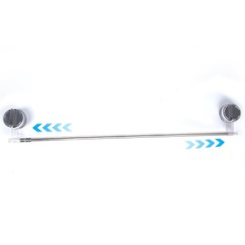 Stuertlci Suction Cup Towel Bar, Telescopic Towel Racks for Bathroom, Stainless Steel No Drill Towel Rack Wall Mounted with 6 Sliding Hooks, Removable Vacuum Suction Towel Bar for Shower, Kitchen