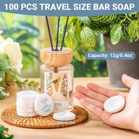 Demissle 100 Pcs Mini Soap Bars 0.4 oz Small Round Coin Size Hotel Soap Bars Bulk Individually Wrapped Hand Travel Soap Guest Bathroom Toiletries for Party Favors Motel Body Cleansing