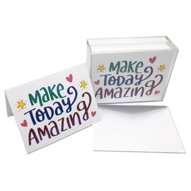 Small World Greetings Make Today Amazing Cards 24 Count - Blank Inside with Envelopes - A2 Size (5.5”x4.25”) - Encouragement, Birthdays, Anniversaries, and More