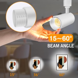 【2024 Upgraded】Zoomable 12W LED Track Light Head Dimmable H Track Lighting Remote Control Bright Ceiling Spotlight Fixtures for Kitchen Dining Room 2700K-6500K 15°~60° CRI90 1200lm White 6 Pack