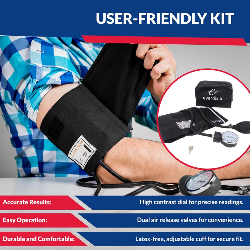 Dixie EMS Deluxe Aneroid Sphygmomanometer Blood Pressure Set W/Adult Cuff,