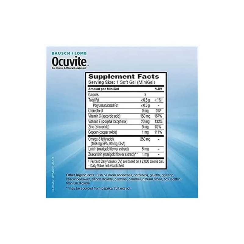 100gels Vitaminas Lutein Zeax Om3 /p Ojos Ocuvite Adulto 50+