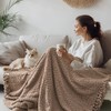 LONG CREATE Throw Blanket for Couch, Taupe Tan Luxury Knitted