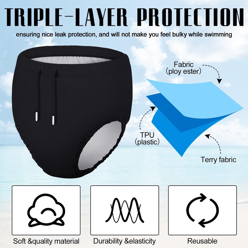 Glitopper 2 Pcs Reusable Adult Swim Diapers Special Needs Cloth