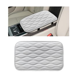 Wevdn Car Center Console Cushion Pad, 12.48×7.40 Inches Waterproof Car Armrest Seat Box Cover, Comfortable PU Leather Vehicle Armrest Cover Protector, Car Decor Interior Accessories (White)