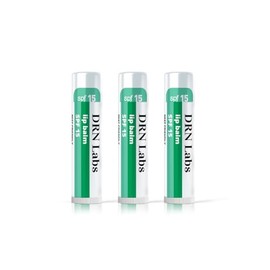 Bálsamo labial con protección solar mineral FPS 15 Vegano y libre de crueldad animal Amplio espectro UVA/UVB Aroma a limón y menta Para hidratación y protección solar de DRN Labs. 0,15 oz
