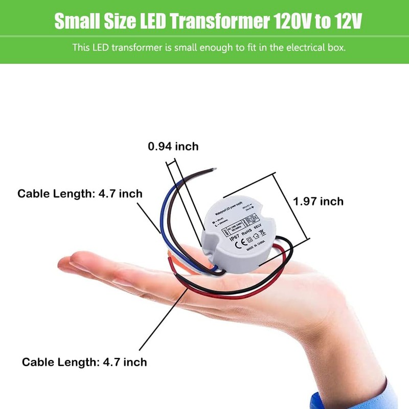 Makergroup 12V LED Power Supply Driver, IP67 Waterproof Constant Voltage
