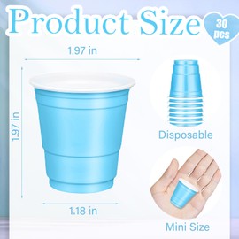 Yaure Joy 30 Pcs Disposable 2oz Shot Glasses Plastic Cups for Wedding, Graduation Party, Beer Sample Taste Serving, Birthday (Light Blue)