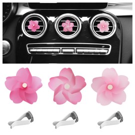 3PCS Car Vent Clips Cute,Pink Flower Air Vent Clips Car Accessories for Air Conditioning Outlet Decoration,Universal Cars Clip for Vents Cars Interior Accessories for Women