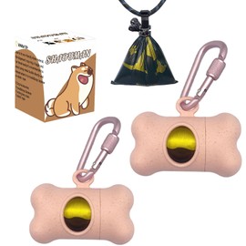 2 Portabolsas Para Eexcrementos de Perro en forma de Hueso, Con Bolsa Verde Para Excrementos y Llavero Para Correa,Con 3 Accesorios de Manos Libres Para Pasear (Rosa).