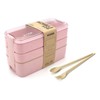 STR-Eco-Friendly Compact Bento Lunch Box Set with Spoon, 3-in-1 Compartment