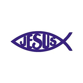 Jesus Christian Fish Sticker Vinyl Decal Notebook Car Window Laptop 5" x 1.5" (Purple)
