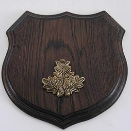 GTK Antlers & Trophies KRUMWOLZ 1 x Boar Trophy Shield Shield Crest Shape AF 17 cm with Oak Leaves Cover Sheet Solid + Small