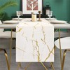 Table Runner Spring Summer Modern White Marble Golden Texture Tablecloth
