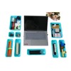 Kutesna 15 PCS Interlocking Desk Drawer Organizer Separator for Office,Bathroom,Kitchen,Makeup（Blue&Green）