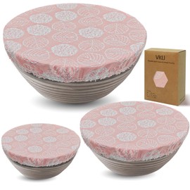 Reusable Bowl Covers for Bread Proofing, Thickened Large Elastic Cover for Food Fruit Salad Storage, Sourdough Bread Baking Supplies 100% Cotton Cloth Fabric Washable (Pink)