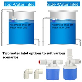 Automatic Float Valve for Water Tanks, 1/2" Side Inlet | Adjustable Water Level Control Valve for Fish Ponds, Pools, Livestock Troughs, and Irrigation Systems