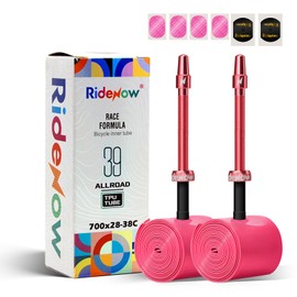 RideNow 700C TPU Bicycle Inner Tube Compatible with 700 x 28/30/32/35/38C, Pack of 2 Road Bike Inner Tubes, 39 g, Ultralight All-Road Tube with 45/65/85 mm Presta Valve Made of Metal