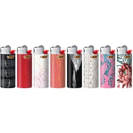BIC Mini Lighter, Fashion Collection, Assorted Unique Designs, Pack of 8