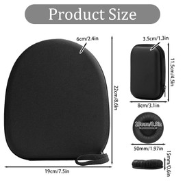 GOTRUST Headphones Bag Over Ear, Universal Headset Hard Shell Storage Case, Large Earphones, Shockproof Protective Case with 2 50 mm Headphone Pads, for On Ear/Over Ear Headset