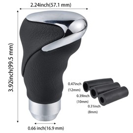 Padaodao Leather Gear Knob Lever Stick Shifter Handle Shift Knobs for Most Manual Automatic Vehicles SUV Cars, Black