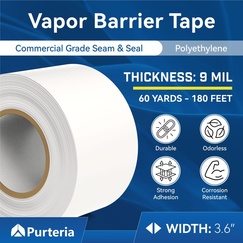 PURTERIA Vapor Barrier Tape with Release Liner, 9 Mil Easy-to-Use