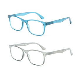 Loycco 2 Pairs Quality Blue Light Blocking Computer Reading Glasses Spring Hinge Glasses for Reading Anti Eyestrain Readers Men Women grey and blue 1.0
