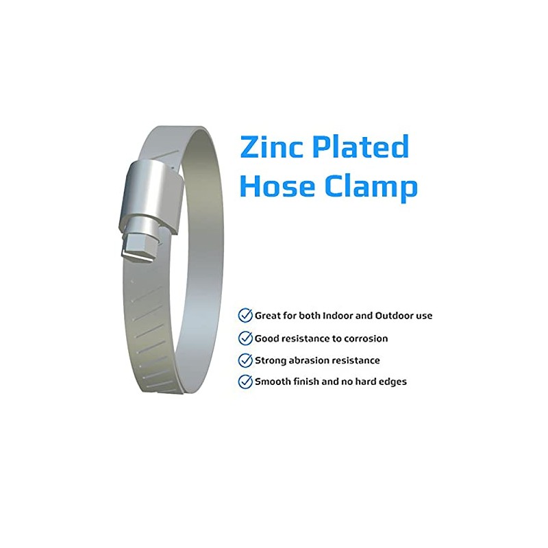 Hose Clamps Adjustable Pipe Clamps (Pack of 10) Galvanised Worm