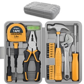 Hi-Spec 20pc Small Compact Home Office Basic Hand Tool Kit Set for Household DIY Repairs. Complete in a Book-Sized Box Case