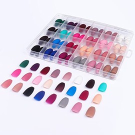 Presione En Las Uñas, 576 Piezas de Uñas Postizas Cuadradas de Longitud Media Con Acabado Mate, 24 Juegos de Colores, Material Acrílico Abs, Incluye P