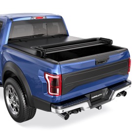 KUIPERAUTO Quad 4-Fold 6.5 FT Soft Folding Truck Bed Tonneau Cover Compatible with 2009-2014 Ford F150 F-150 Styleside Fourth Fold (Excl Raptor Series) Without Utility Track System Truck Bed Cover
