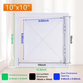 Suteck Plastic Access Panel for Drywall Ceiling 10 x 10 Inch Reinforced Plumbing Wall Access Doors Removable Hinged White