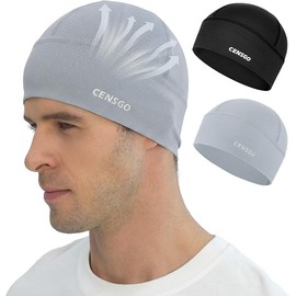 CENSGO Cooling Skull Cap Cycling Hats for Men Women, Motorcycle Hard Hat Helmet Liner(Black+Light Grey)