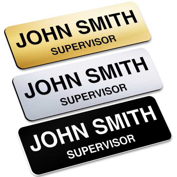 Name Tag, Magnetic Name Tags, Personalized Name Tags, 1.5 x 3 Incehs, Durable Engravable Impact Acrylic Material, Made in The USA by My Sign Center (Classic Rectangle)
