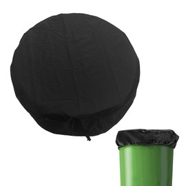 HLIWS 1pcs Drum Cover, 65cm Diameter with Adjustable Drawstring, 55 Gallon Drum Lid, Black, Dust-Proof And Waterproof, Rain Barrel Cover, Provides All-Round Protection