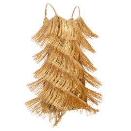 OMEWEE - Vestito per bambini ragazze con paillettes, nastro, latino, maniche corte, spalline, frange, glitter, abito da ballo, da sala da ballo, da festa, da balletto, rumba, samba, cha cha, jazz