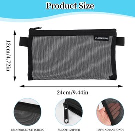 Pack of 6 Transparent Zip Mesh Zip Pouch Pencil Case Cosmetic Bag Transparent Pencil Case Pouch Clear Exam Pencil Pouch Nylon for School Office Supplies Cosmetics