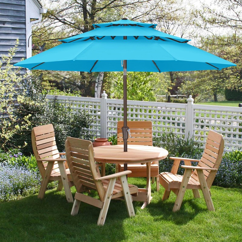 ABCCANOPY 9Ft 3 Tiers Market Umbrella, Outdoor Table Umbrella for