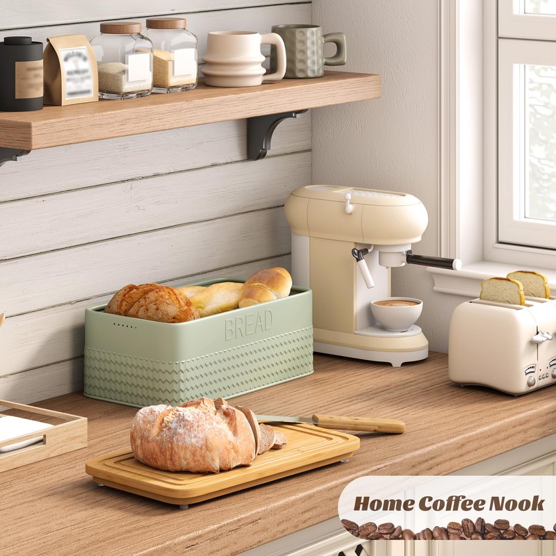 kiplant Bread Box for Kitchen Countertop, Large Bread Storage Container
