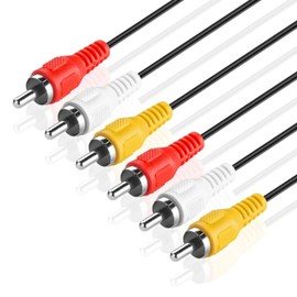 TNP 3 RCA Cable (30 FT) - 3RCA AV RCA Composite Video + 2RCA Stereo Audio M/M Male to Male Dual Shielded RCA Connector Plug Jack Wire Cord