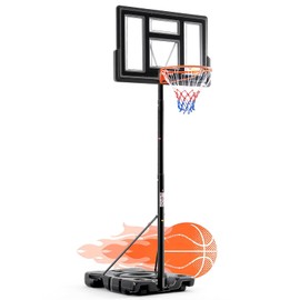 DUMOS 6.1-10FT Adjustable Height Portable Basketball Hoop Outdoor for Adult, 44 Inch Shatterproof Backboard w/Shock Absorbent Rim, Fillable Base, 2 Wheels for Swimming Pool/Indoor, Classic Black