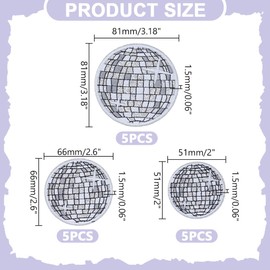 HOBBIESAY 15Pcs 3 Styles Disco Ball Patches 51-81mm Music Party Bling Ball Patches Bling Disco Appliques for Sewing Craft Cloth Hat Bag Decor
