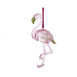 Kurt Adler T2819 Preppy Christmas Pink Flamingo Hanging Ornament, 4-inch Height, Plastic