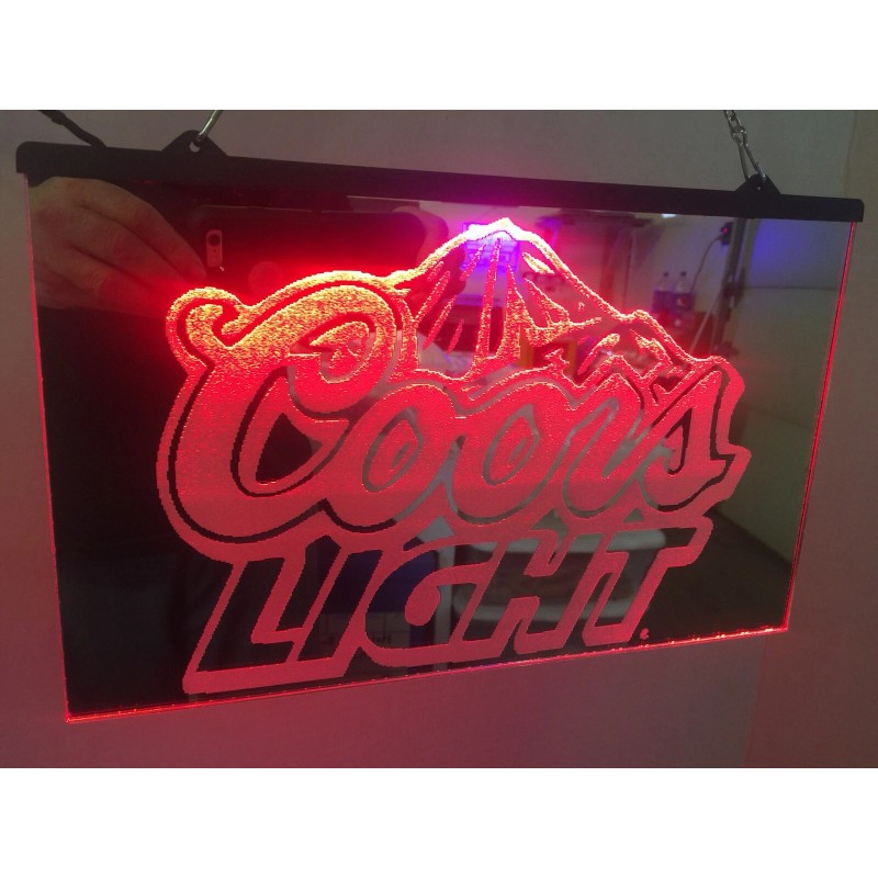 Coors Light Led Neon Sign Mirrored Game Room , Bar