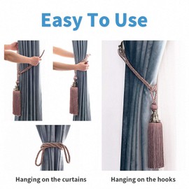 Melodieux Decorative Curtain Tiebacks Antique Tassels Holdbacks - Home Office Windows Drapery Fasteners Fringe Ropes, Set of 2 (Pink)